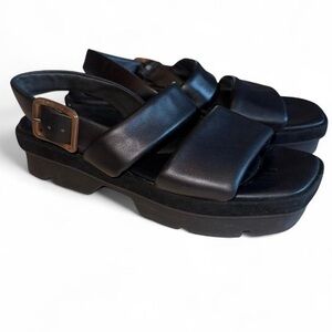 Vince Bowie Black Leather Lug Sole Sandal